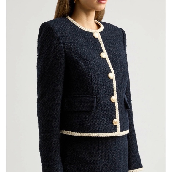 Veronica Beard Mabel Tweed Jacket Navy , Size 2 - Picture 4 of 15